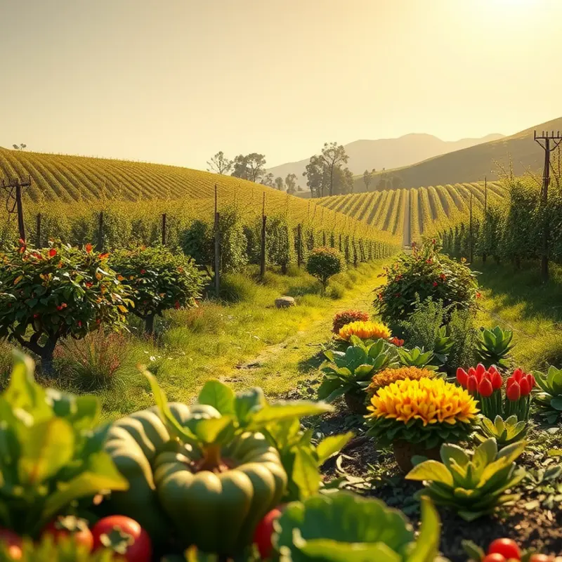A vibrant orchard filled with organic produce, representing the essence of global culinary traditions.