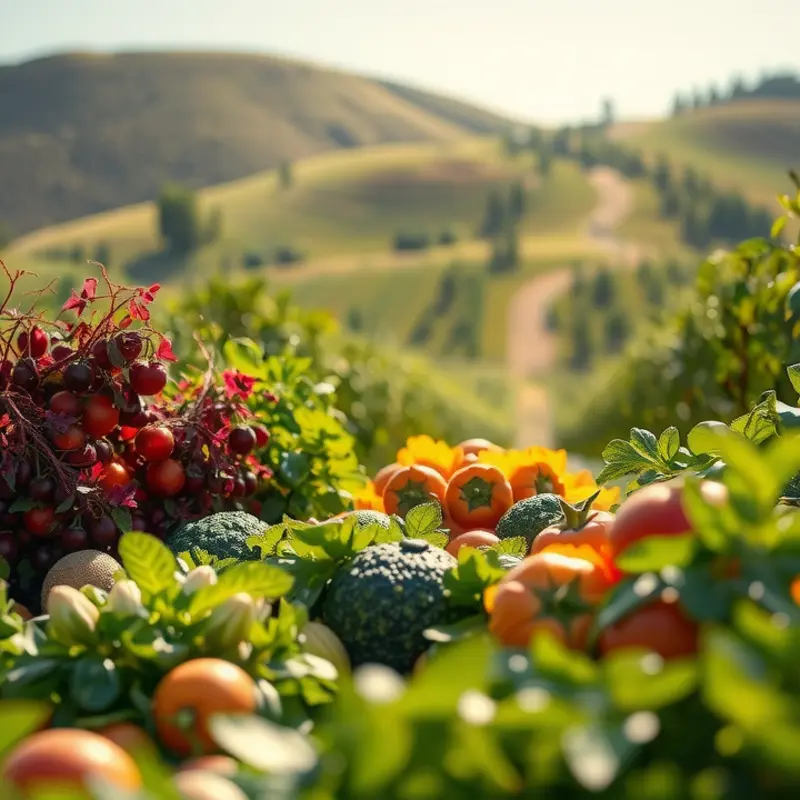 A sunlit field brimming with fresh organic produce, symbolizing the essence of farm-to-table connections.