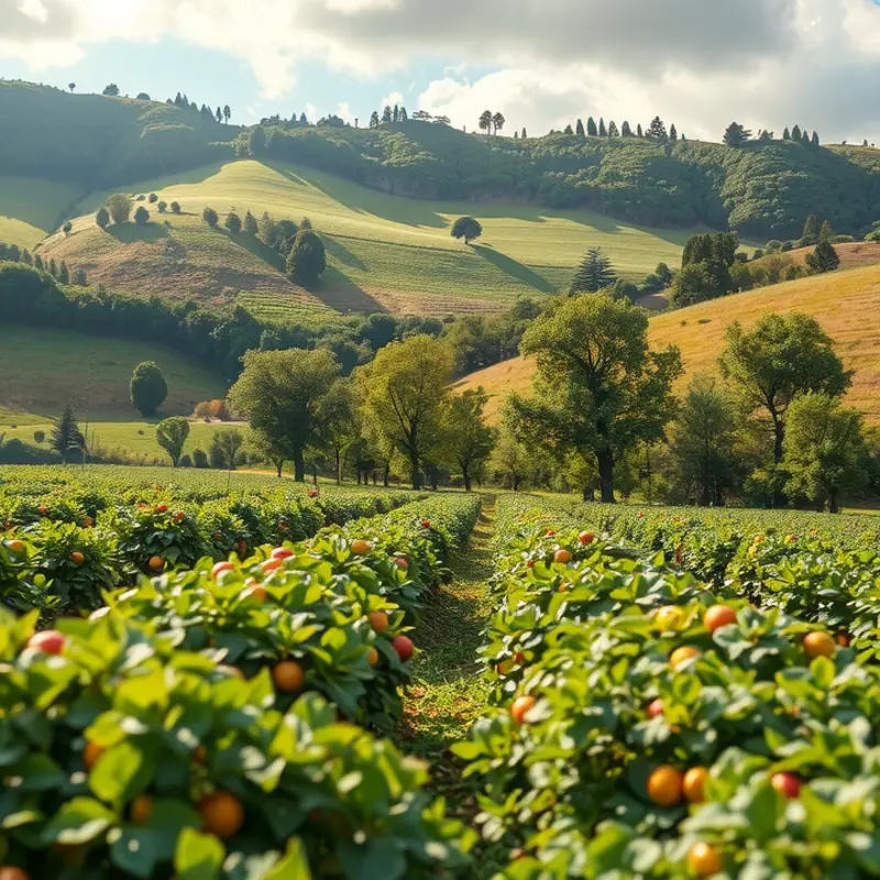 A vibrant sunlit field with fresh organic produce.