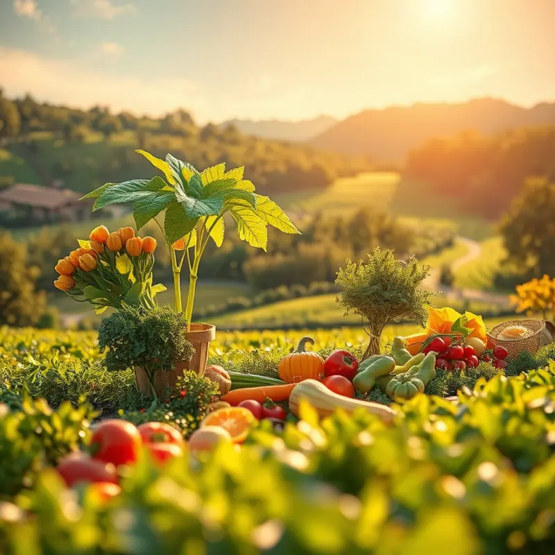 A scenic landscape reflecting the abundance of nature and healthy nutrition.