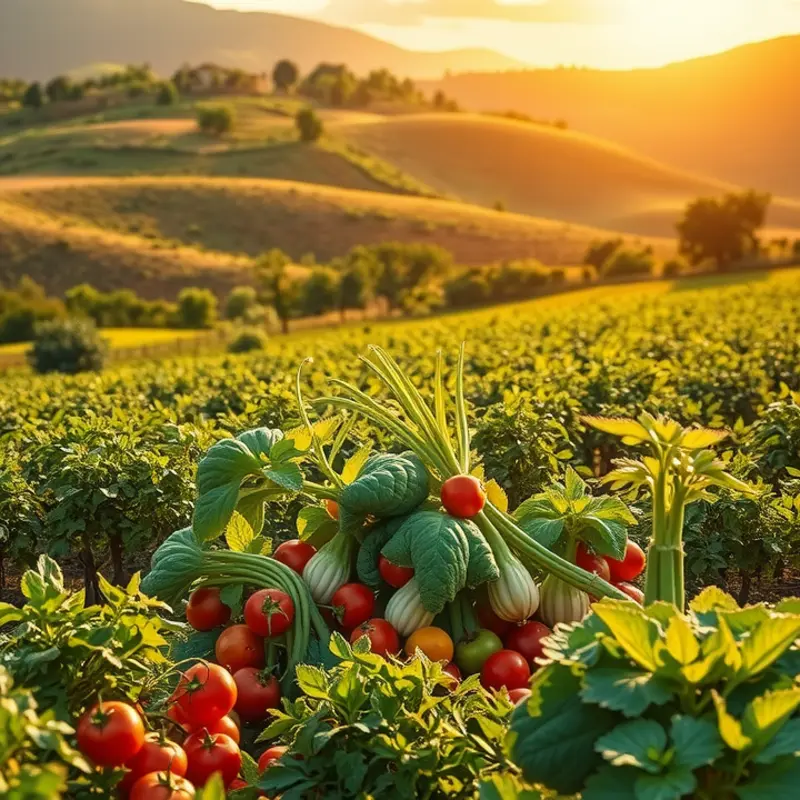 A stunning natural landscape rich with organic vegetables and fruits.