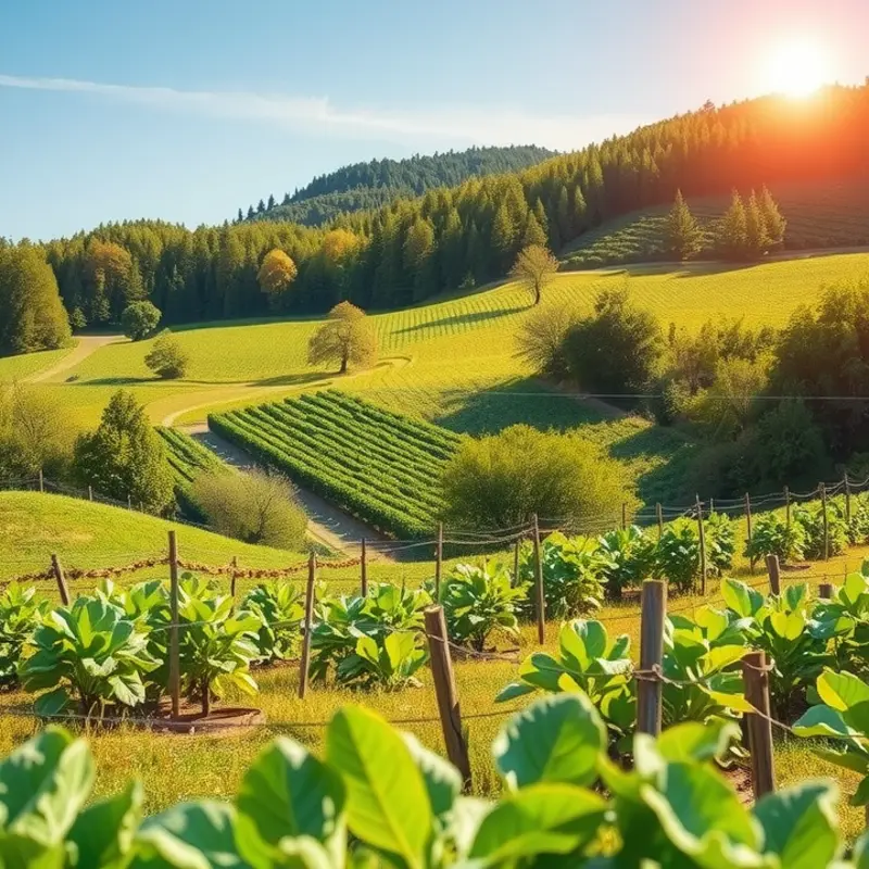 A vibrant landscape showcasing naturally grown produce, reflecting the essence of red palm oil’s organic roots.