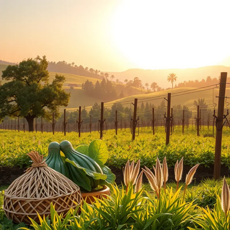 A sunlit orchard showcasing vibrant fruits and vegetables, representing nature’s bounty of antioxidants.