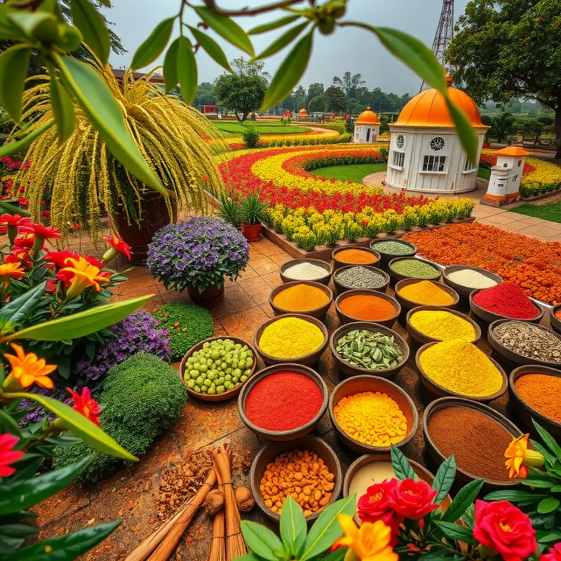 A sunlit field rich in spices reflecting North African culinary tradition.