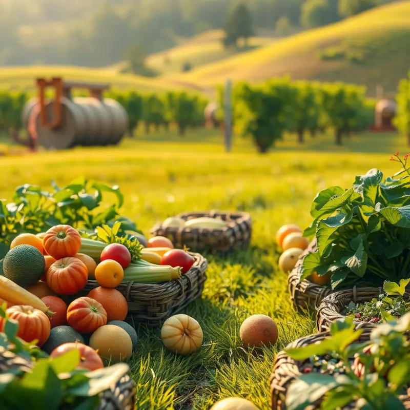 A scenic view of vibrant vegetables growing abundantly in a sunlit field.