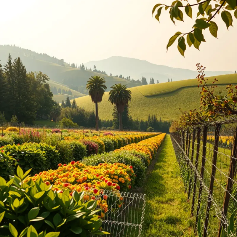 A sunlit field flourishing with organic produce, representing wholesome nutrition choices.