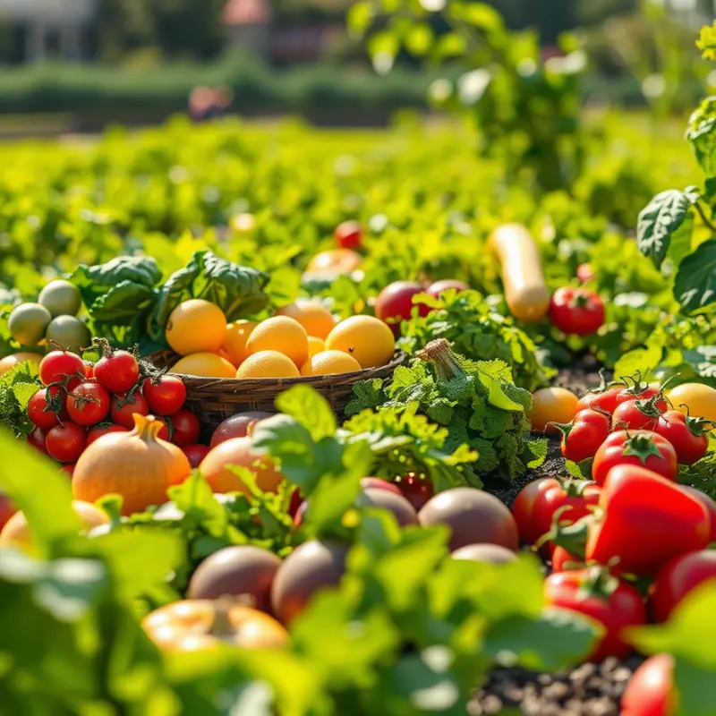 Fresh and vibrant vegetables growing in a sunlit field.