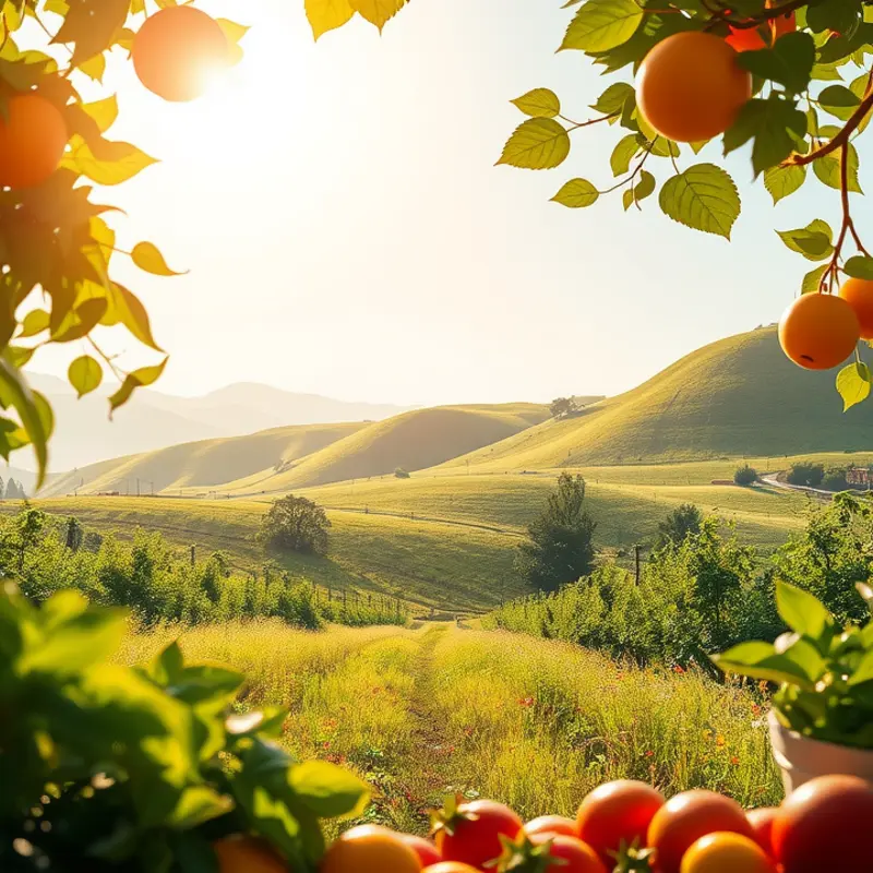 A sunlit field illustrates the abundance of nature’s produce.