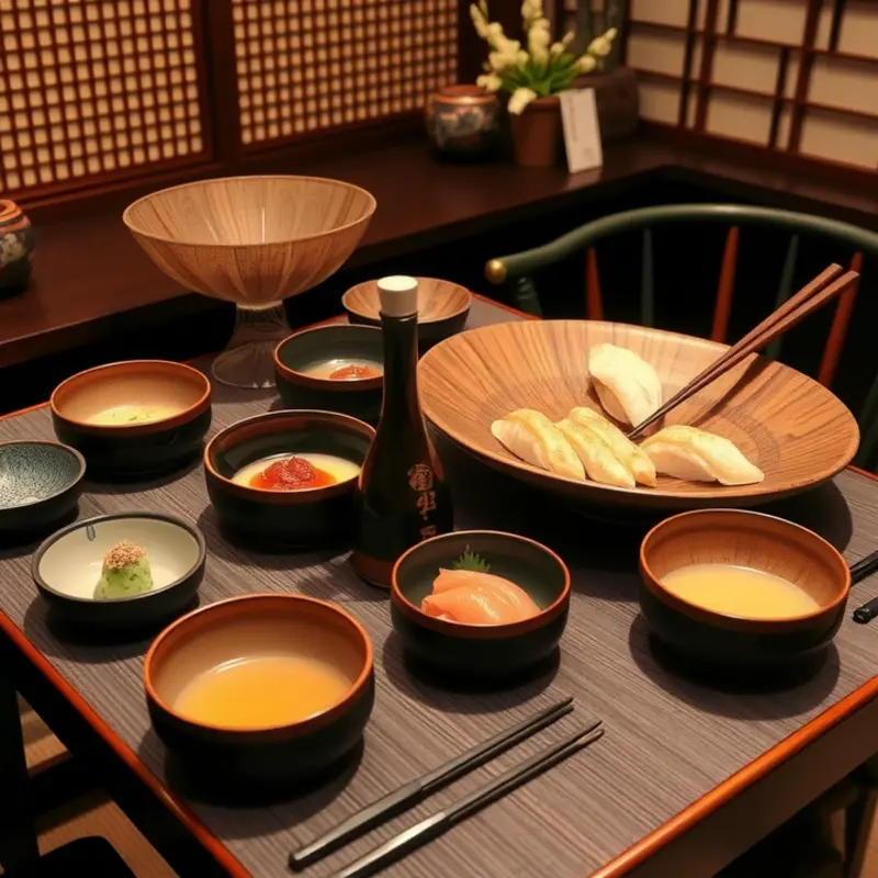 A traditional Japanese dining setting showcasing the beauty of cultural culinary traditions.