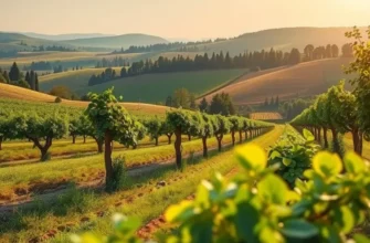 A vibrant landscape showcasing a healthy field with kale sprouts and various organic vegetables under warm sunlight.