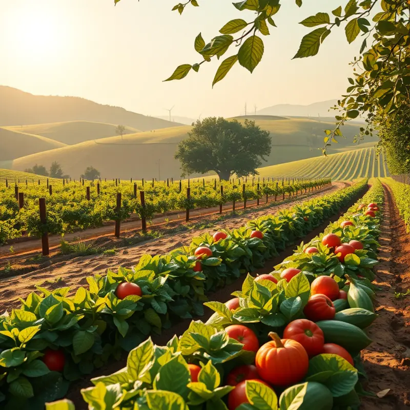 A sunlit field filled with vibrant vegetables, symbolizing healthy choices in keto.