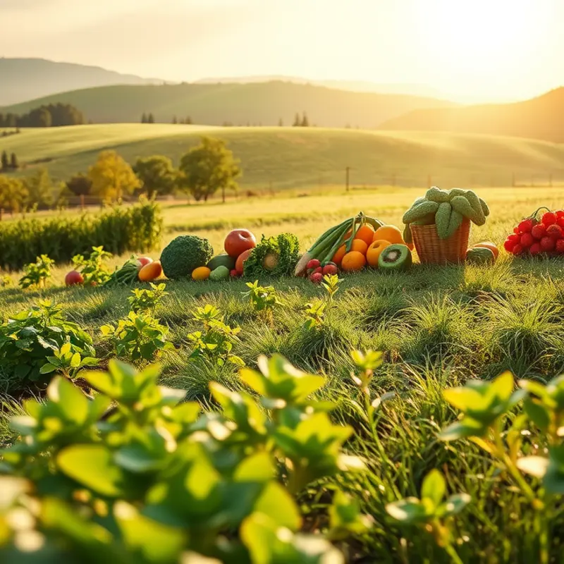 A sunlit orchard showcasing vibrant fruits and vegetables, representing the core of immune-boosting nutrition.