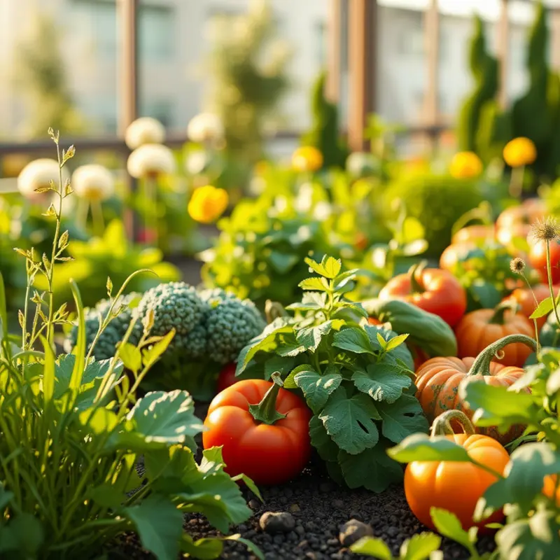 A farm market displaying an abundance of healthy produce under a bright sky.