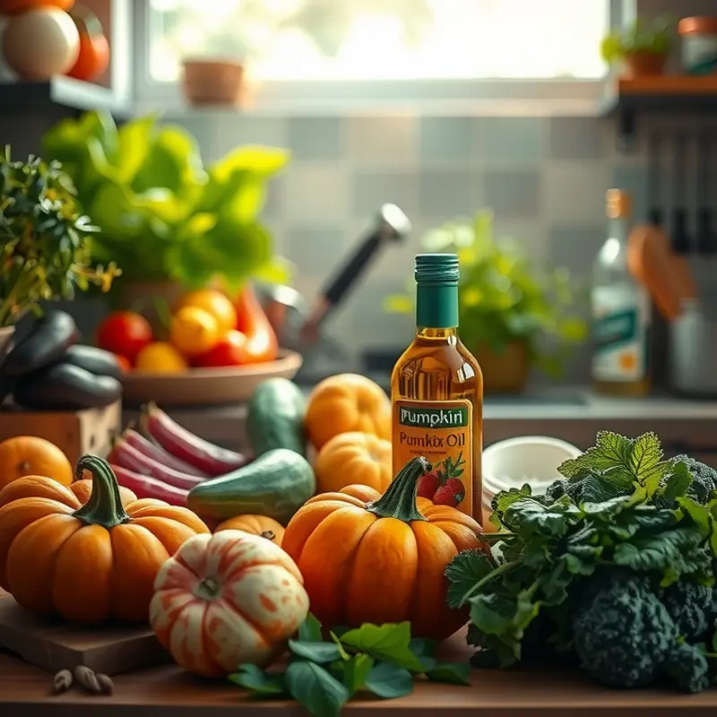 A vibrant field of pumpkins representing the rich nutrients found in pumpkin oil.