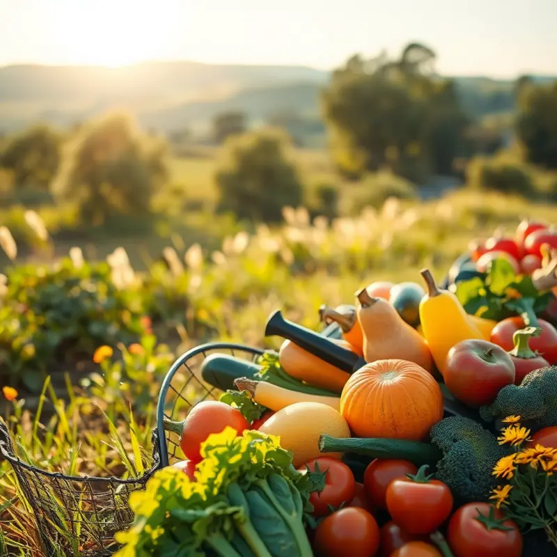 A vibrant scene showcasing the natural abundance of fruits and vegetables.