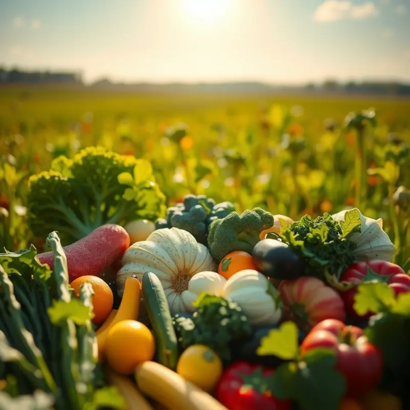 A vibrant scene showcasing the natural abundance of fruits and vegetables.