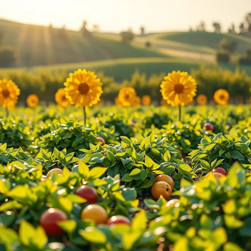 A serene sunlit field reflecting nature’s bounty.
