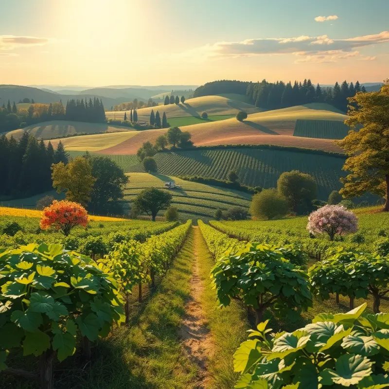 Natural sweeteners in a lush landscape.