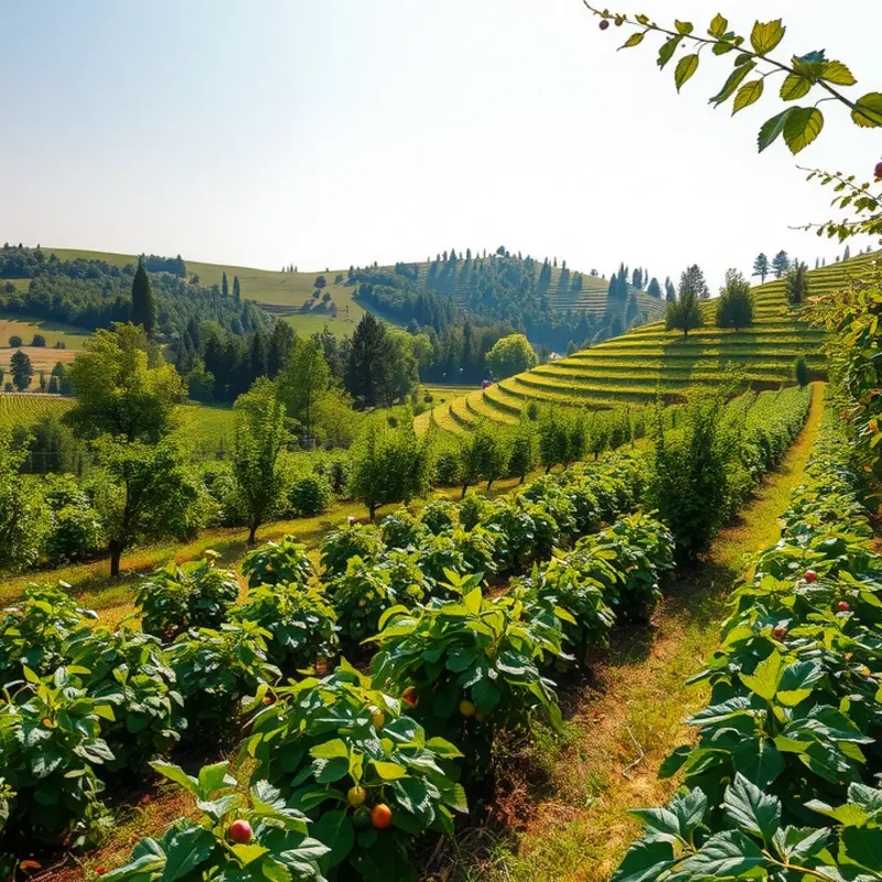 A sunlit orchard thriving with local produce.
