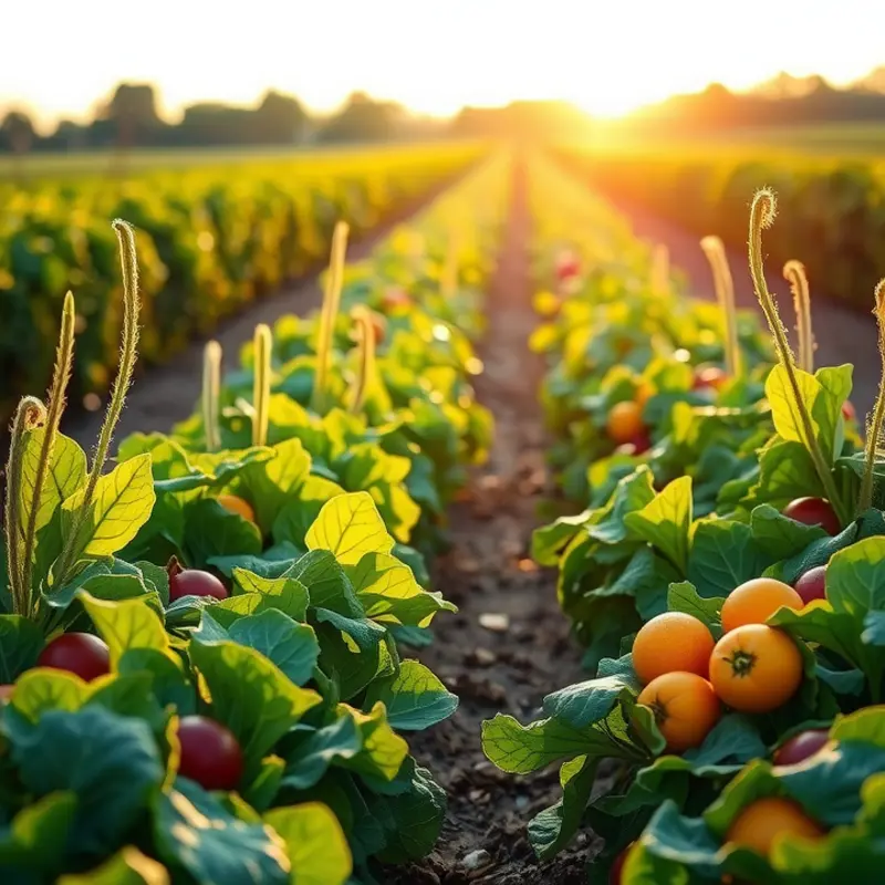 Local and seasonal produce thriving in a sunlit field.