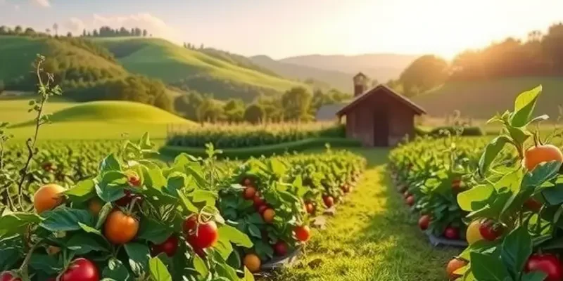 A breathtaking landscape showcasing healthy produce in a sunlit field.
