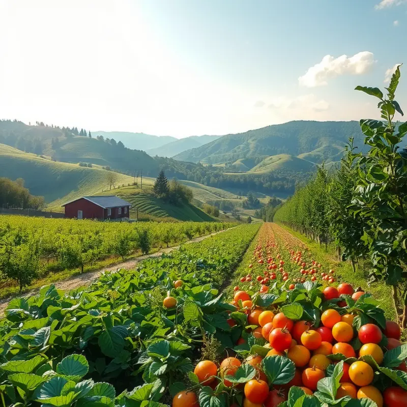 A vibrant sunlit field showcasing the beauty of fresh produce, relevant to the low-histamine diet.