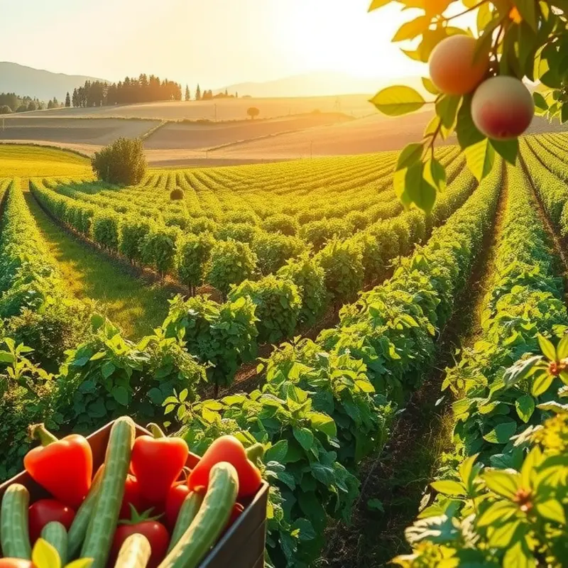 A vibrant sunlit field showcasing the beauty of fresh produce, relevant to the low-histamine diet.