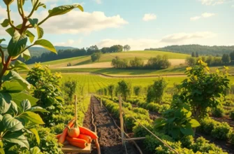 A sunny field filled with vibrant fruits and vegetables symbolizing healthy eating.