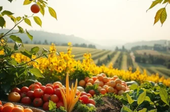 A bright, photorealistic field of organic produce, symbolizing the benefits of fresh foods in a low-protein diet.