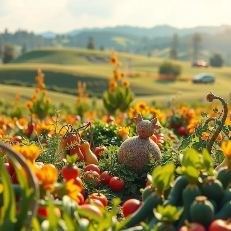 A vibrant sunlit field filled with healthy produce.