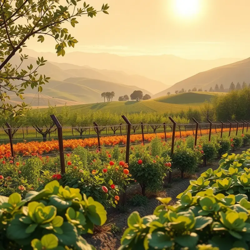A scenic view of a vibrant organic farm, promoting freshness.