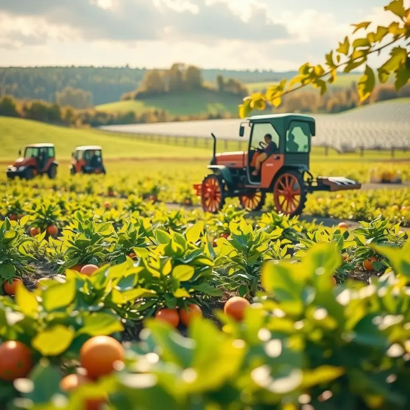 A vibrant orchard filled with fresh produce under a warm sun.