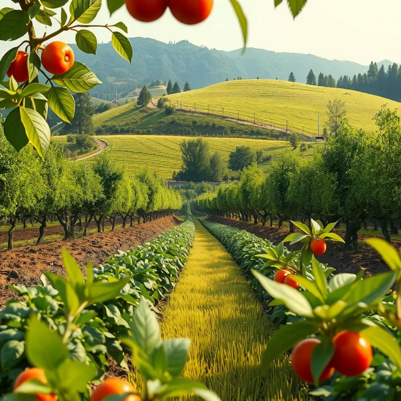 A sunlit field bursting with vibrant organic produce.