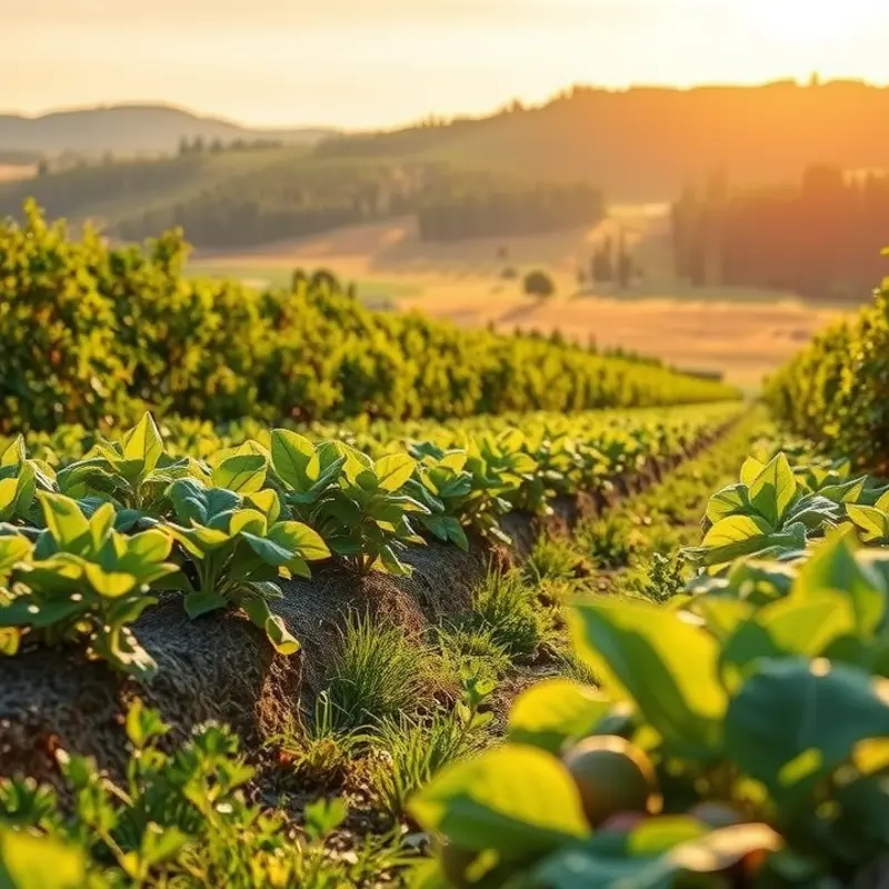 A sunlit orchard representing the freshness of natural produce.