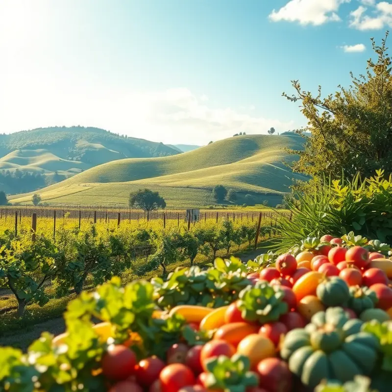 A vibrant field abundant with fresh organic produce.