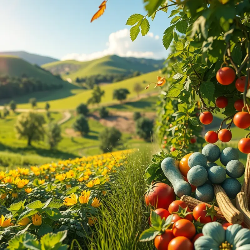 A sunlit field brimming with organic produce.