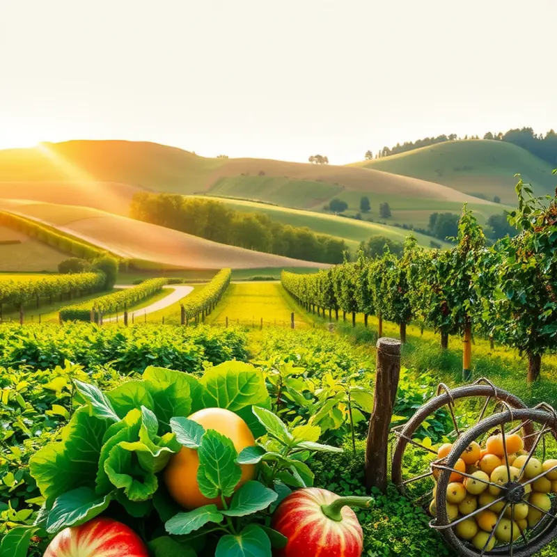 A sunlit field showcasing the abundance of organic produce.