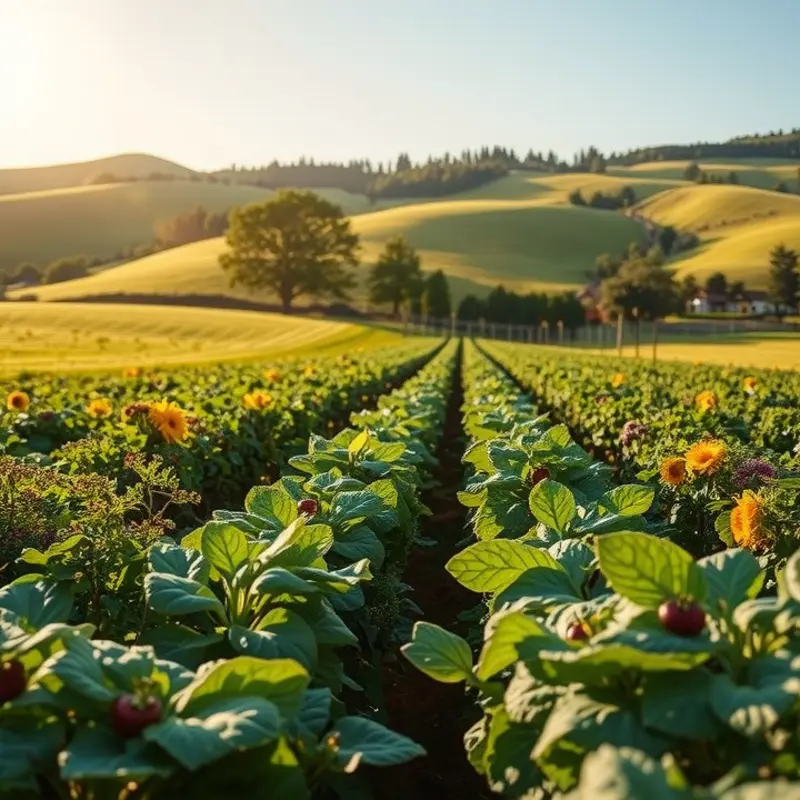 A vibrant sunlit field representing the freshness of organic produce.