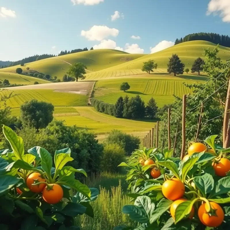A radiant orchard showcasing vibrant fruits and vegetables, embodying the essence of a therapeutic vegan diet.