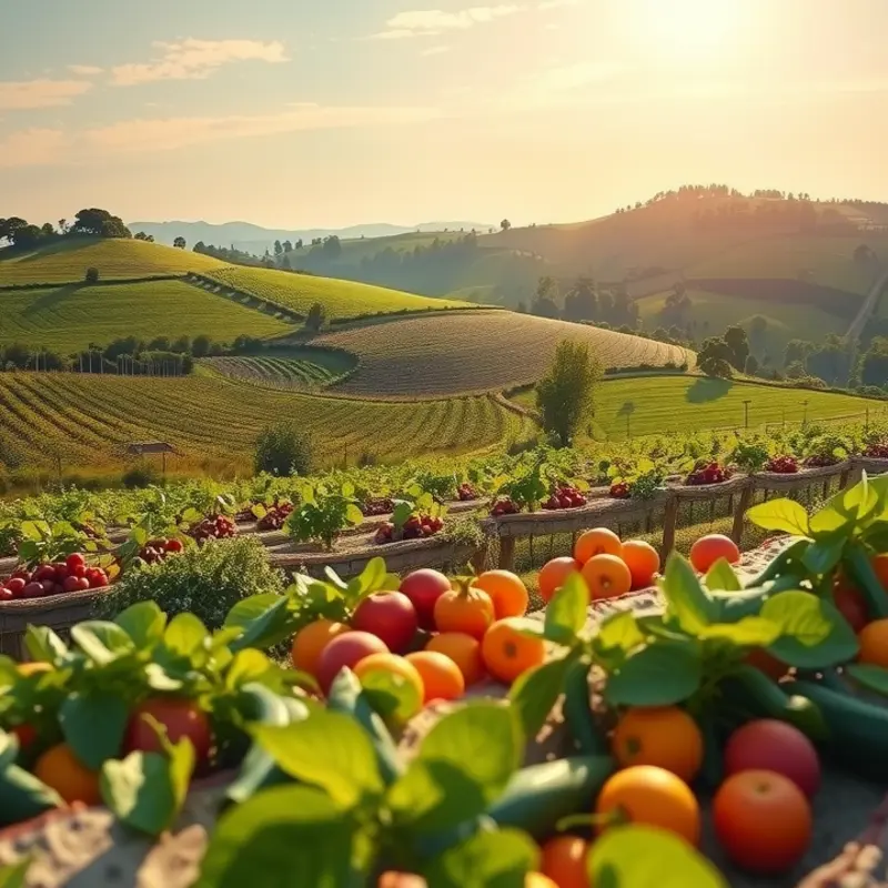 A sunlit field showcasing vibrant produce, embodying the essence of health and vitality.