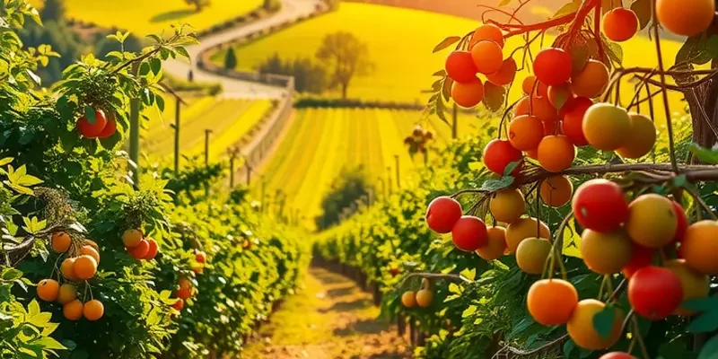 A scenic orchard filled with healthy organic produce, showcasing nature's bounty.