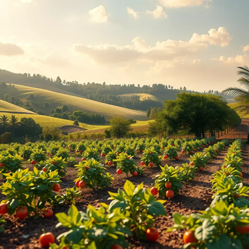 A vibrant sunlit field showcasing organic produce.