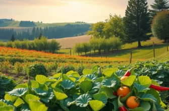 A bright sunlit orchard with abundant healthy produce growing in natural surroundings.