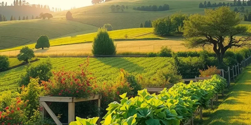 A picturesque orchard filled with ripe berries and freshness.