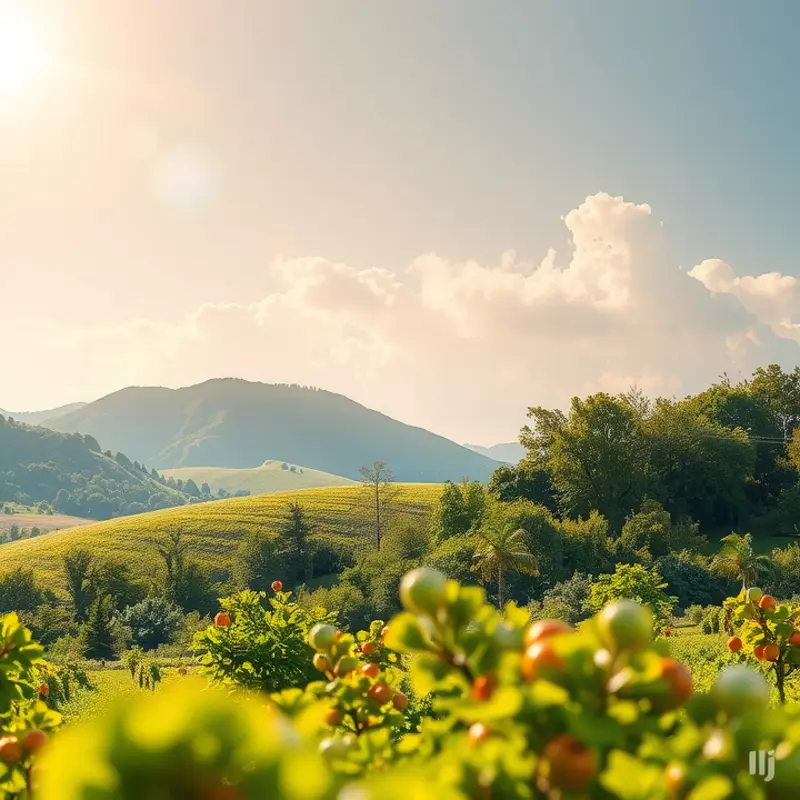 A sunlit Caribbean orchard showcasing fresh produce.