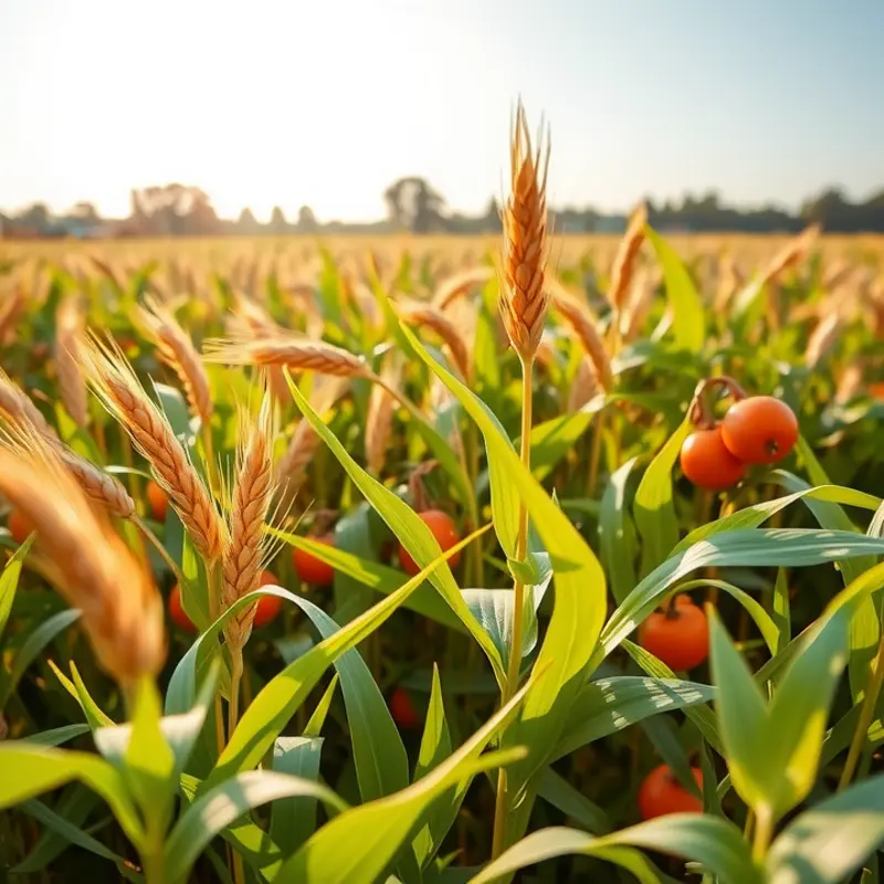 A sunlit field filled with vibrant crops, symbolizing the role of macronutrients in nutrition.