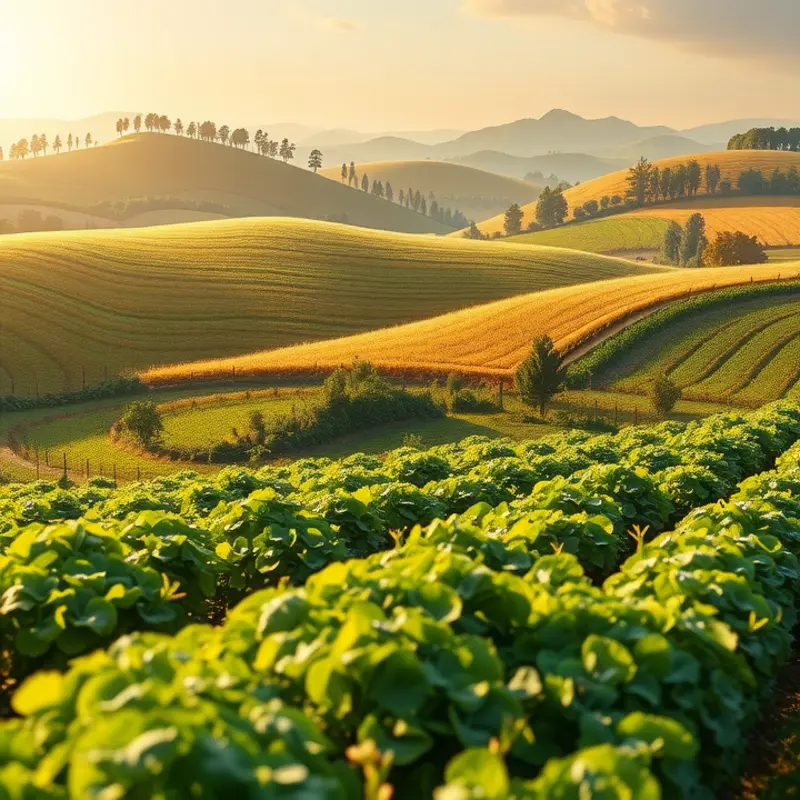 Sunlit field showcasing vibrant vegetables and fruits, symbolizing essential macronutrients.