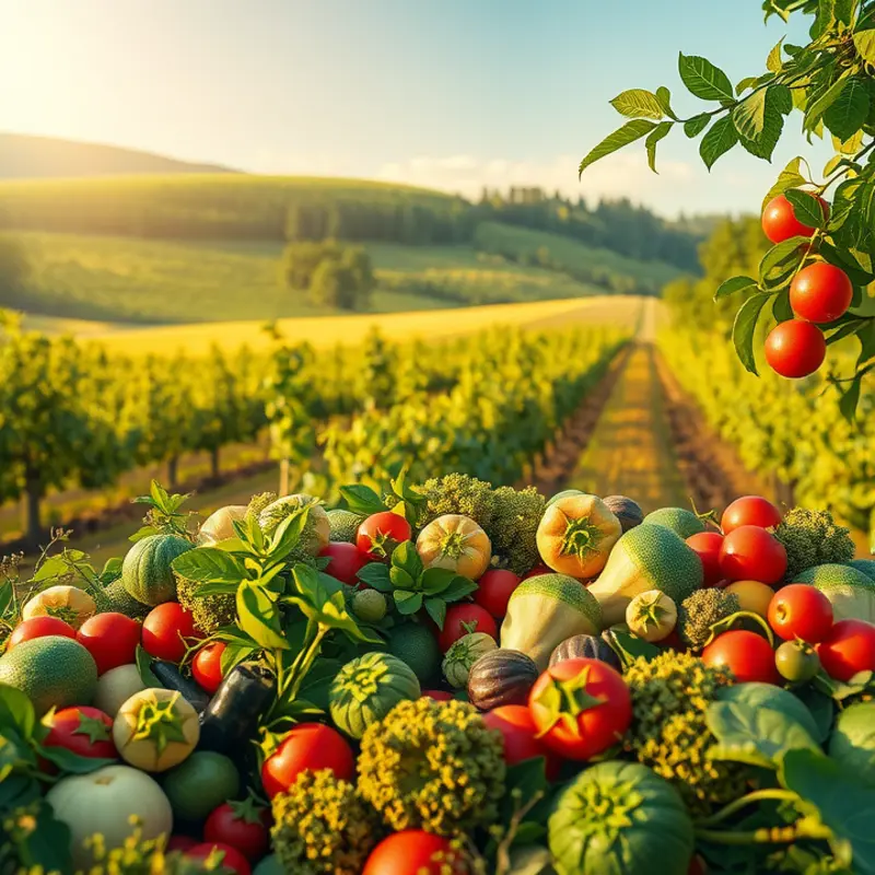 A vibrant orchard with fresh produce exemplifying a foundation for healthy meal planning.