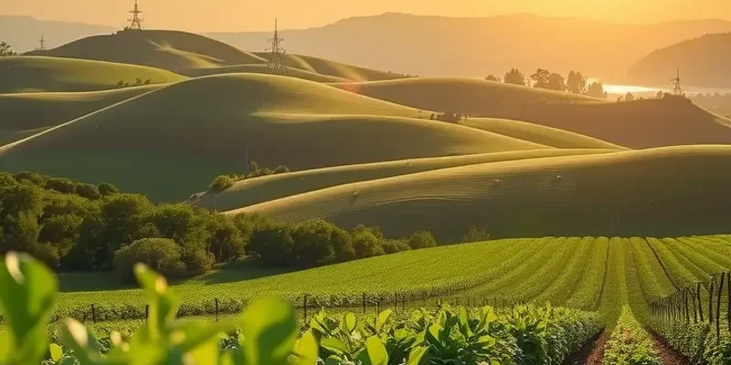 A picturesque sunlit landscape featuring lush greenery and vibrant vegetables, symbolizing the fundamentals of healthy meal prepping.