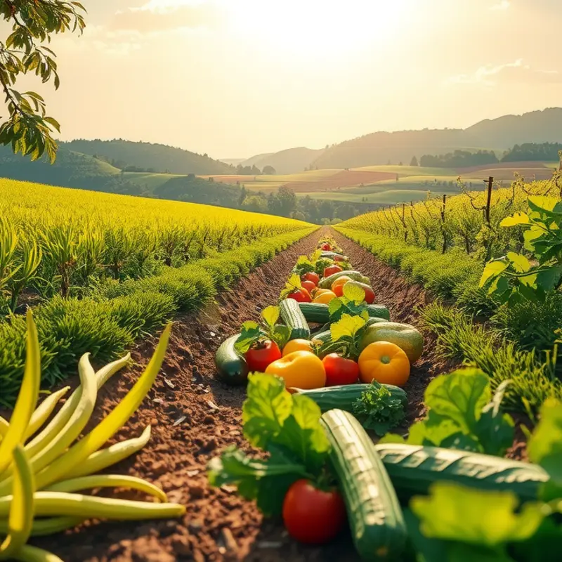 A vibrant sunlit orchard showcasing the abundant produce characteristic of the Mediterranean diet.